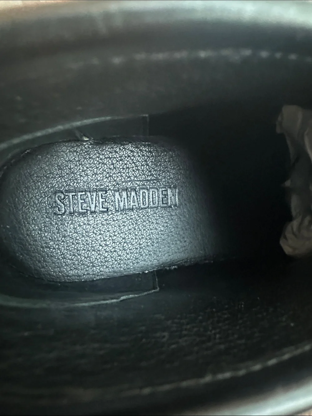 Steve Madden Black Leather Ankle Loafers with Gold Hardware